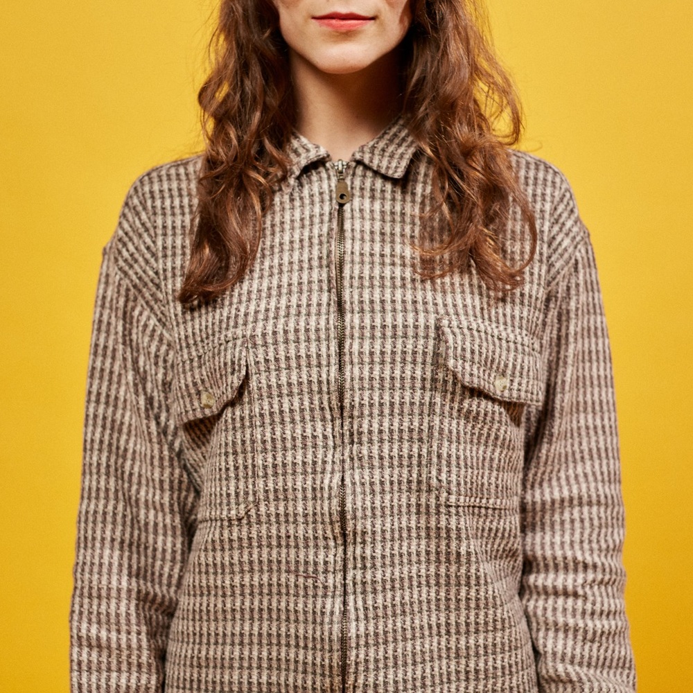 Vintage Long Sleeve Woven Zip Up